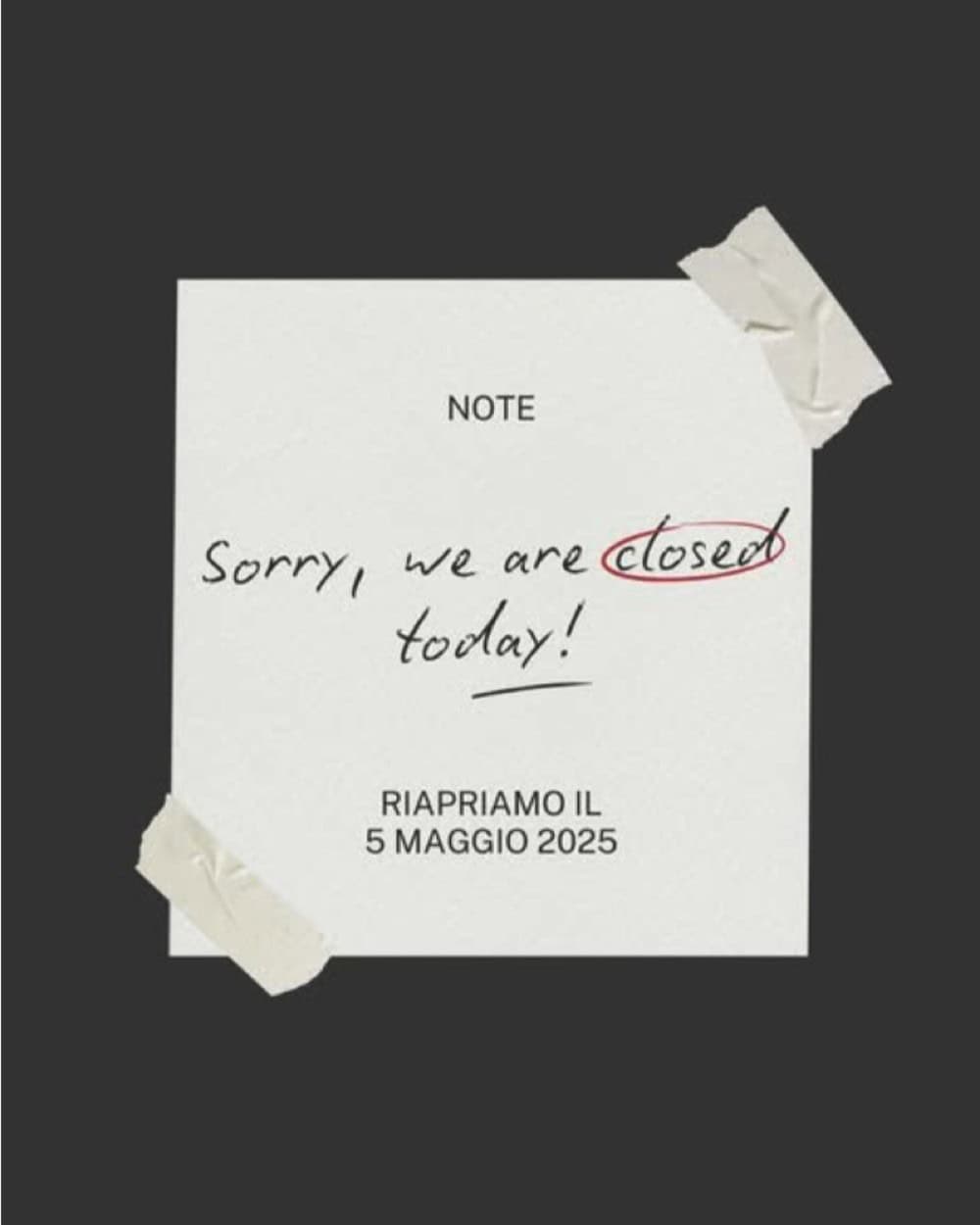 Chiusura 2 Maggio - Design Revolution Treviso